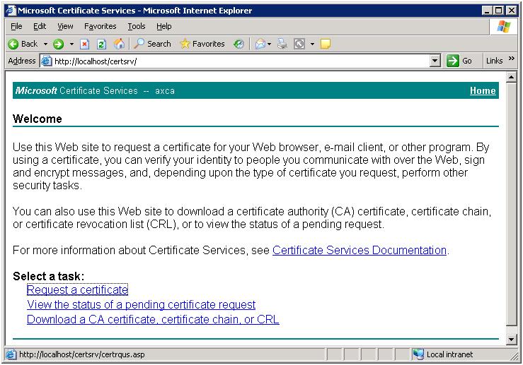 Start certificate request