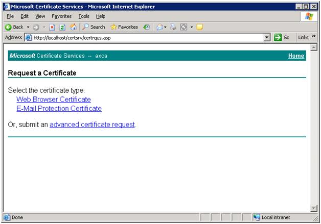  Click on 'Advanced certificate request