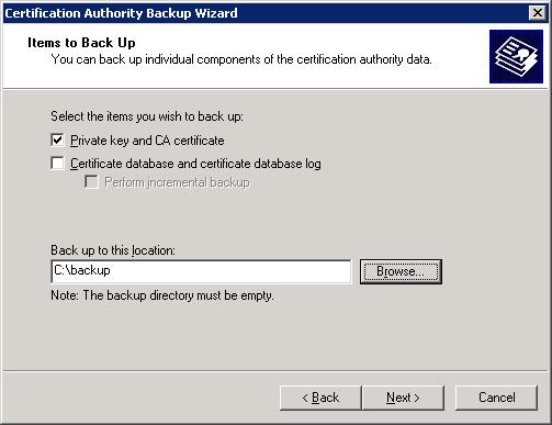 5.b. Select 'Private key and CA certificate'